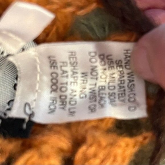 Will's River Co Crochet Cardigan Long Sleeve Brown Orange Green Pink Stripe Sz S - Picture 9 of 9